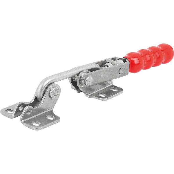 Hook Clamp, Horizontal W Fixed Jaw, F2=4000, Stainless Bright, Comp:Plastic Comp:Red Oil-Resistant